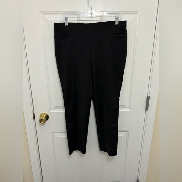 Akris Punto Pants Trousers Pant Straight Cotton Blend Side Zipper Black Size 10